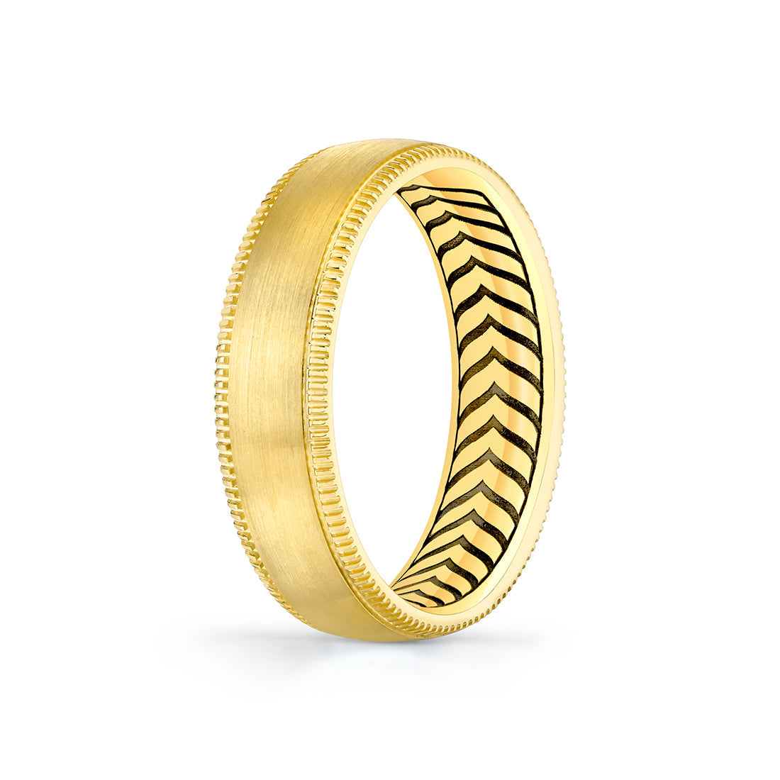Shell Apex Brushed Mens Band with Milgrain Detailing - Edward