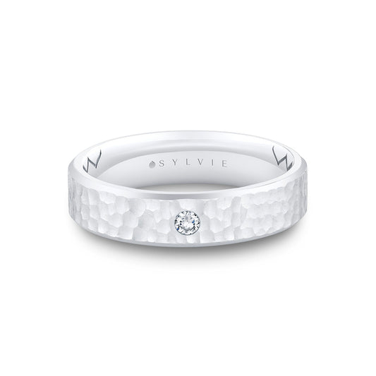 Shell Ascend Hammered Diamond Mens Band - Nicolas