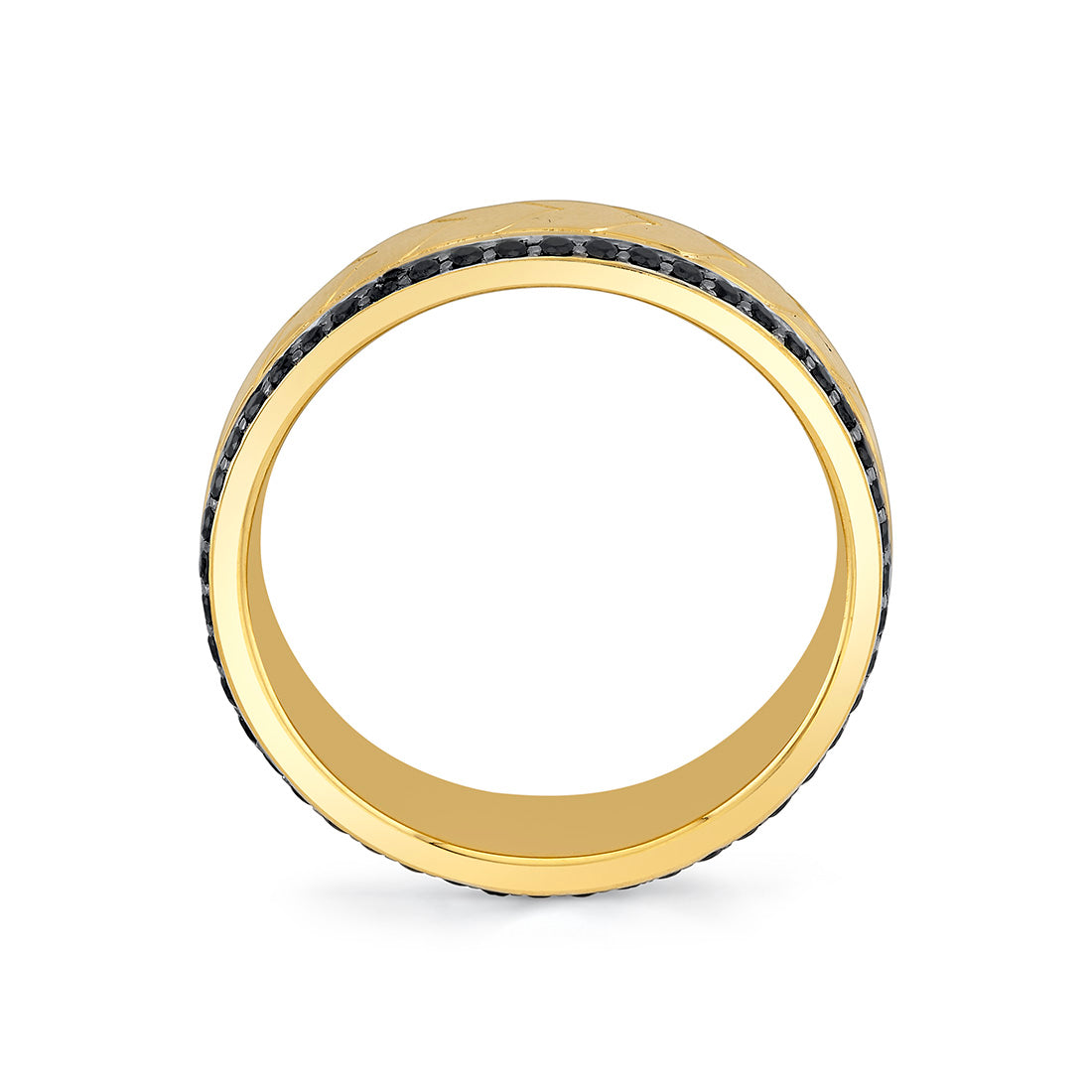Shell Apex Engraved Black Diamond Mens Band - Isaac