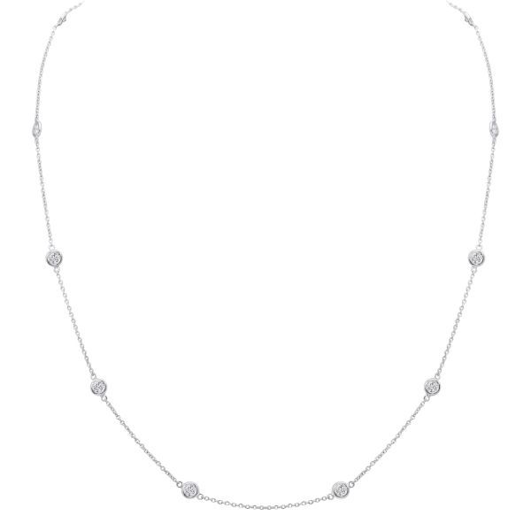 14K White Gold Diamonds Station Necklace (.75ctw)