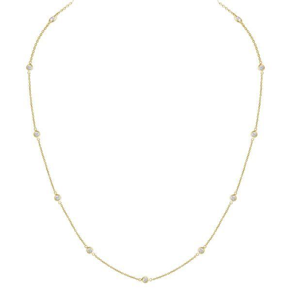 14K Yellow Gold Diamonds By The Yard Necklace (.75ctw)