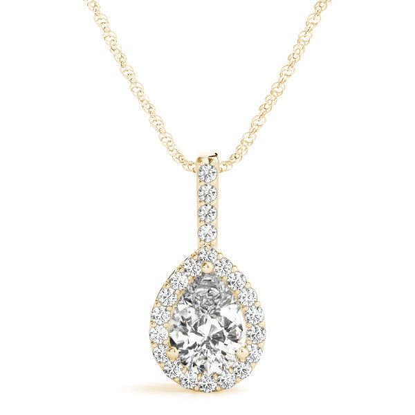 14K Yellow Gold Pear Shape Diamond Halo Pendant (1.10ctw)