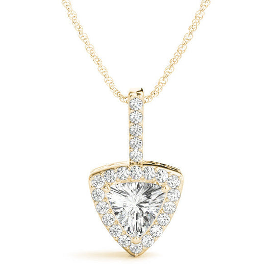 14K Yellow Gold Trillion Diamond Halo Pendant (1.10ctw)