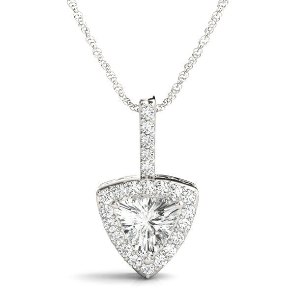 14K White Gold Trillion Diamond Halo Pendant (1.10ctw)