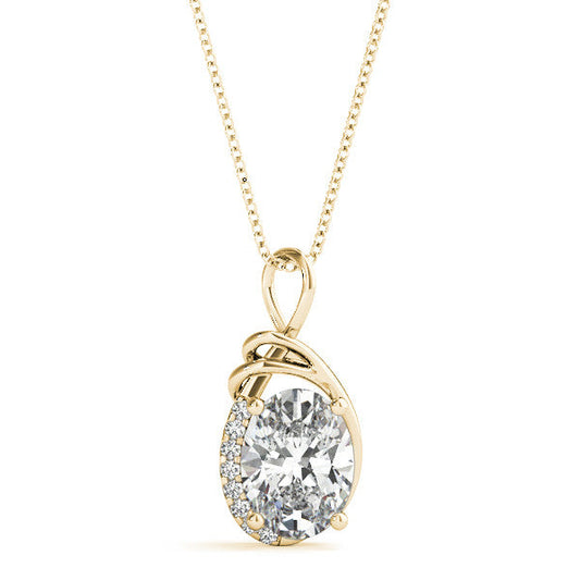 14K Yellow Gold Oval Brilliant Diamond Swirl Pendant (1.10ctw)