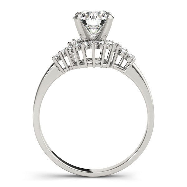 14K White Gold Round Brilliant Diamond Bypass Engagement Ring With Pave Accents (1.15ctw)