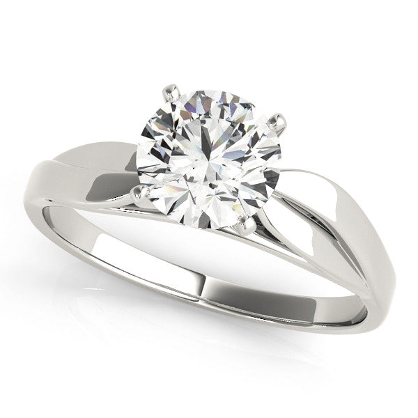 14K White Gold Round Brilliant Diamond Cathedral Solitiare Engagement Ring (1ct)