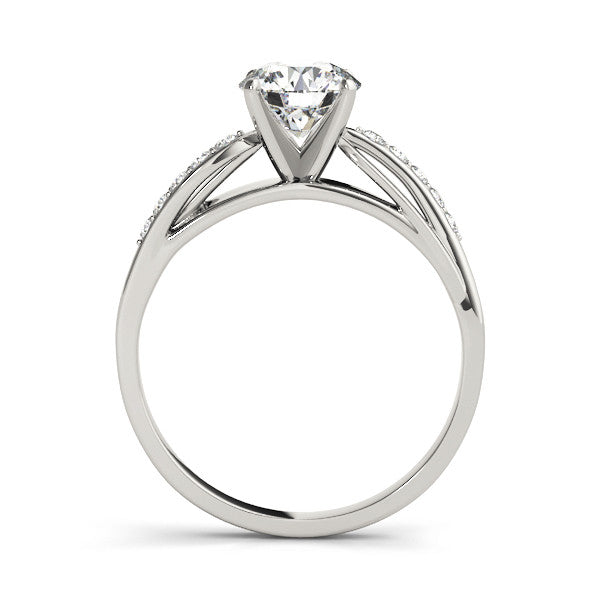 14K White Gold Round Brilliant Diamond Engagement Ring With Bypass Pave Accents (1.10ct)