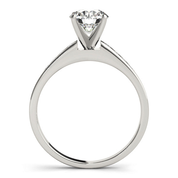 14K White Gold Round Brilliant Diamond Engagement Ring With Channel Accents (1.18ctw)