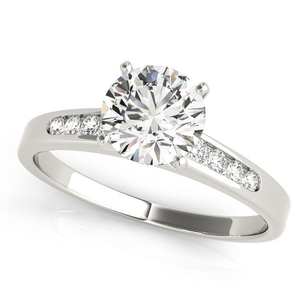 14K White Gold Round Brilliant Diamond Engagement Ring With Channel Accents (1.18ctw)