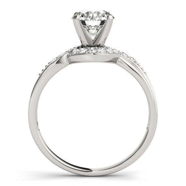 14K White Gold Round Brilliant Diamond Bypass Engagement Ring With Pave Accents (1.10ctw)