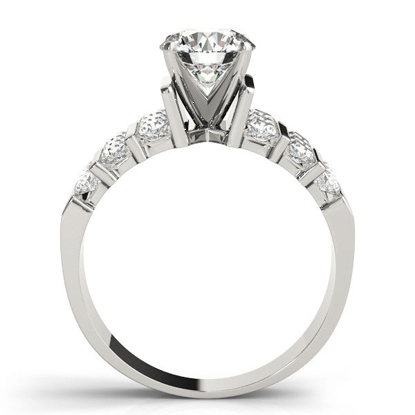 14K White Gold Round Brilliant Diamond Engagement Ring With Vertical Channel Diamond Accents (1.86ctw)