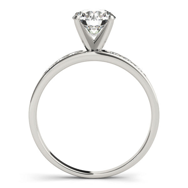 14K White Gold Round Brilliant Diamond Engagement Ring  With Channel Diamond Accents (1.03ctw)