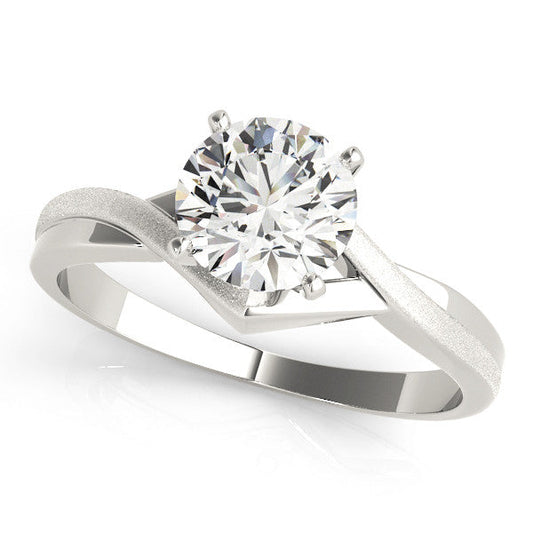 14K White Gold Round Brilliant Diamond Twisted Solitaire Engagement Ring (1ct)