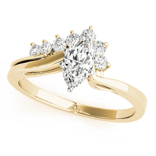 14K Yellow Gold Marquise Diamond Bypass Engagement Ring With Pave Accents (1.16ctw)