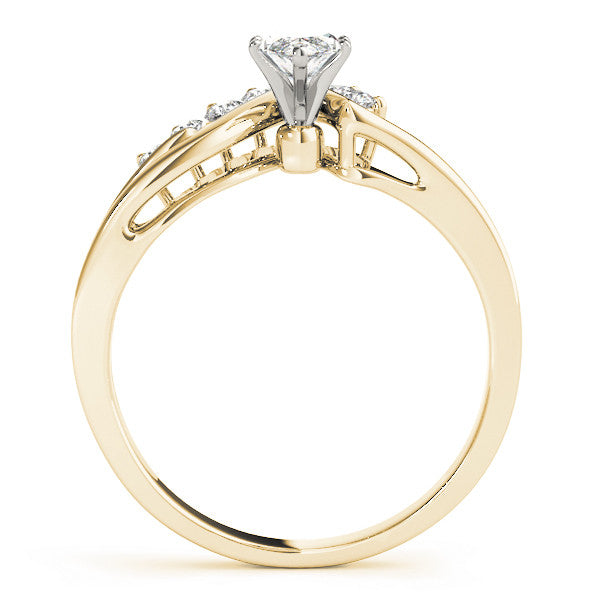 14K Yellow Gold Marquise Diamond Bypass Engagement Ring With Pave Accents (1.16ctw)