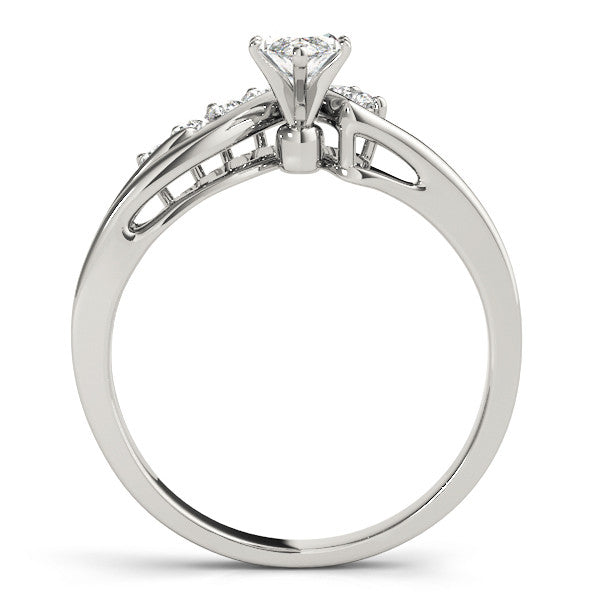 14K White Gold Marquise Diamond Bypass Engagement Ring With Pave Accents (1.16ctw)