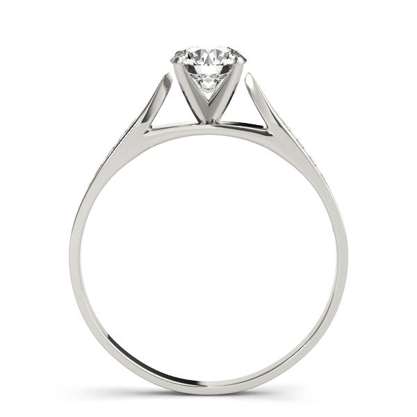 14K White Gold Round Brilliant Diamond Engagement Ring With Channel Diamond Accents 1.05ctw)