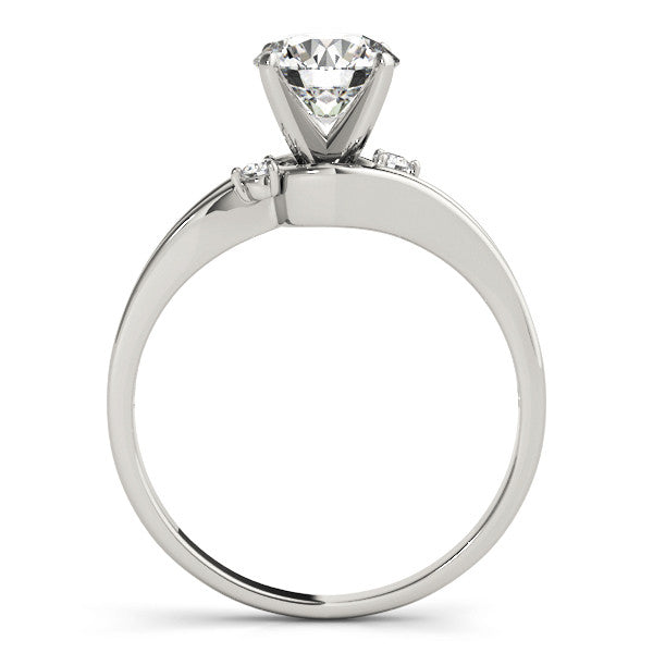 14K White Gold Round Brilliant Diamond Bypass Solitaire Engagement Ring (1ct)