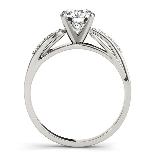 14K White Gold Round Brilliant Diamond Bypass Engagement Ring With Pave Accents (1.06ctw)