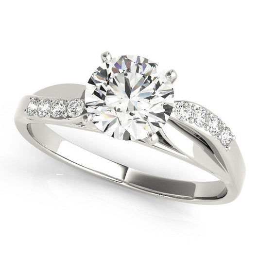 14K White Gold Round Brilliant Diamond Bypass Engagement Ring With Pave Accents (1.06ctw)