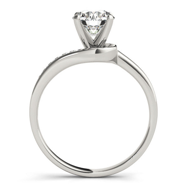 14K White Gold Round Brilliant Diamond Bypass Engagement Ring With Channel Diamond Accents (1.05ctw)