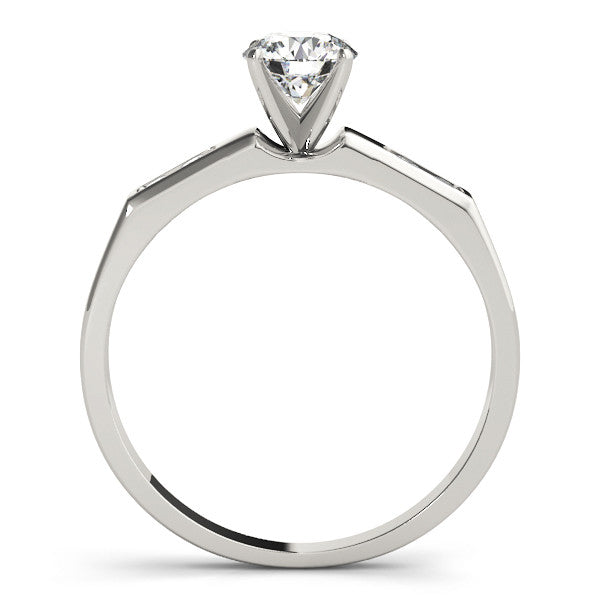 14K White Gold Round Brilliant Diamond Engagement Ring With Channel Diamond Accents (1.10ctw)