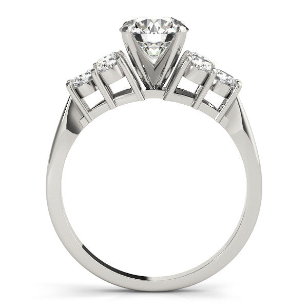 14K White Gold Round Brilliant Diamond Engagement Ring With Cluster Diamond Accents (1.50ctw)