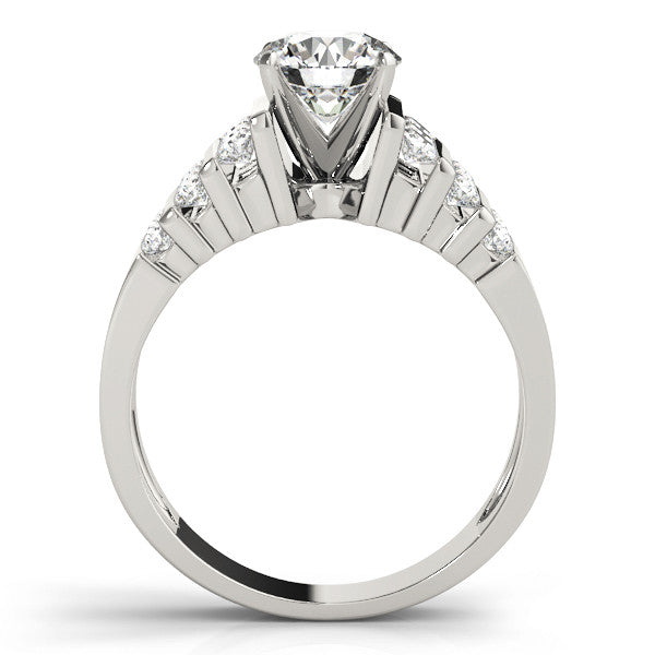 14K White Gold Round Brilliant Diamond Engagement Ring With Verticle Channel Accents (1.50ctw)