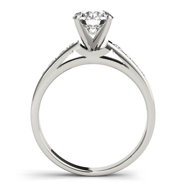 14K White Gold Round Brilliant Diamond Engagement Ring With Channel Accents (1.33ctw)