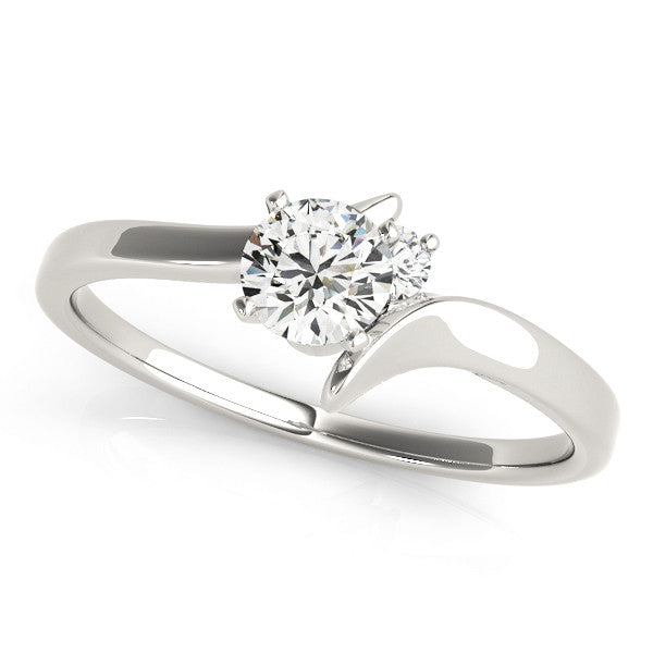 14K White Gold Round Brilliant Diamond Bypass Engagement Ring With Diamond Accent (1.05ctw)