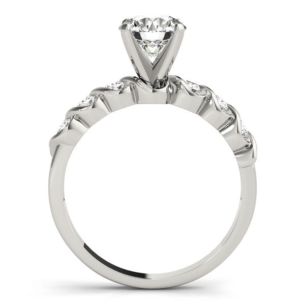 14K White Gold Round Brilliant Diamond Engagement Ring With Semi Bezel Diamond Accents  (1.25ctw)