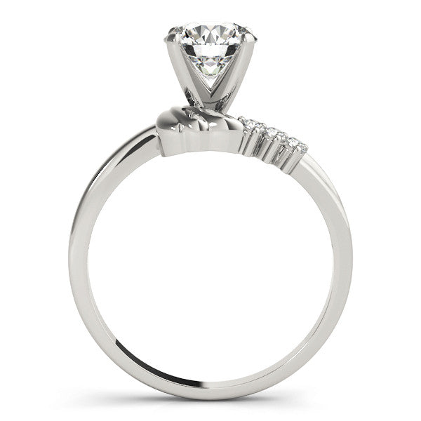 14K White Gold Round Brilliant Diamond Bypass Engagement Ring With Pave Diamond Accents (1.05ctw)