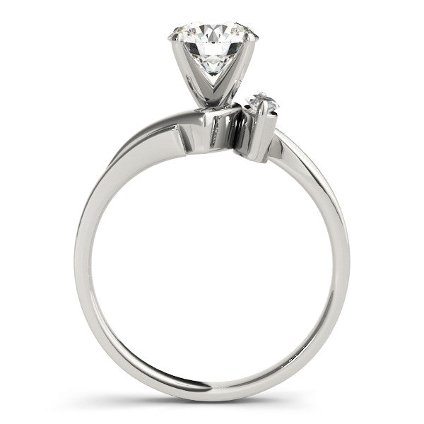 14K White Gold Round Brilliant Diamond Bypass Engagement Ring With Marquise Diamond Accent (1.06ctw)