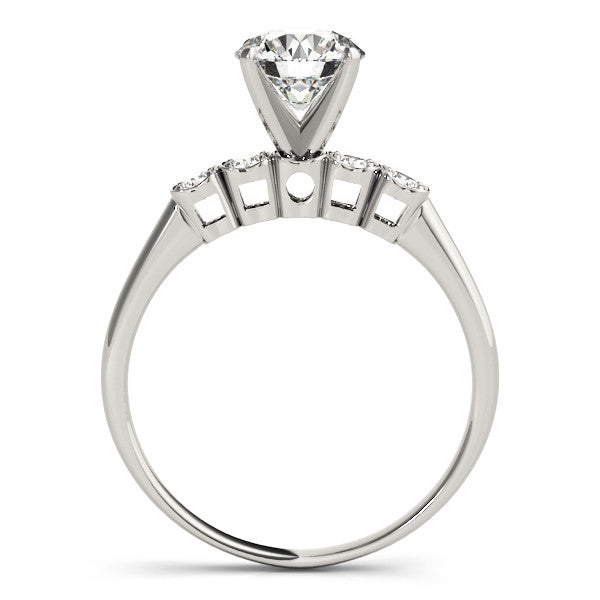 14K White Gold Round Brilliant Diamond Engagement Ring With Bezel Diamond Accents (1.10ctw)