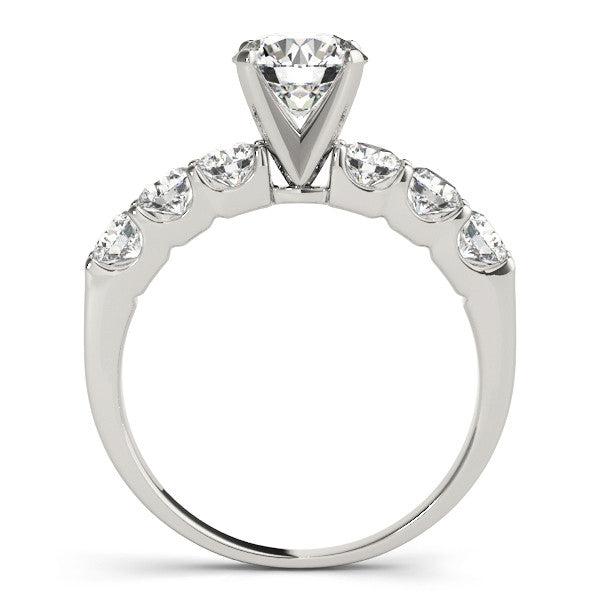 14K White Gold Round Brilliant Diamond Engagement Ring With Prong Set Diamond Accents (1.25ctw) 