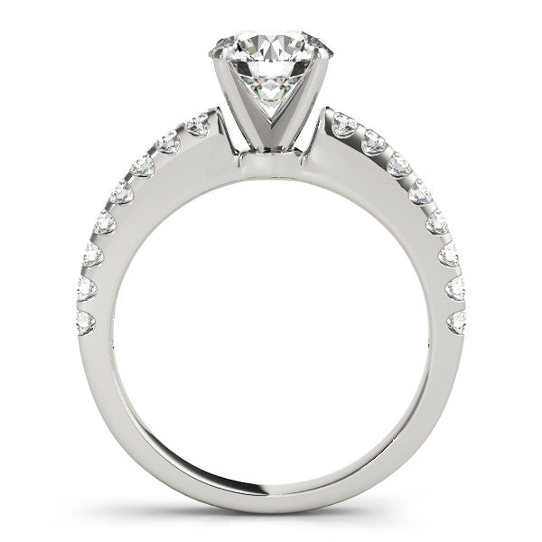 14K White Gold Round Brilliant Diamond Engagement Ring With Pave Accents (1.25ctw)