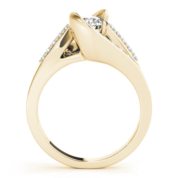 14K Yellow Gold Round Brilliant Diamond Bypass Engagement Ring With Pave And Channel Set Diamond Accents (1.25ctw)