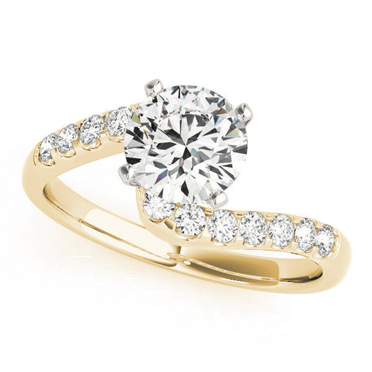 14K Yellow Gold Round Brilliant Diamond Bypass Engagement Ring With Pave Accents (1.25ctw)