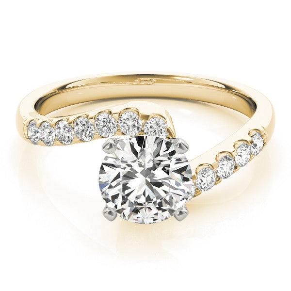 14K Yellow Gold Round Brilliant Diamond Bypass Engagement Ring With Pave Accents (1.25ctw)