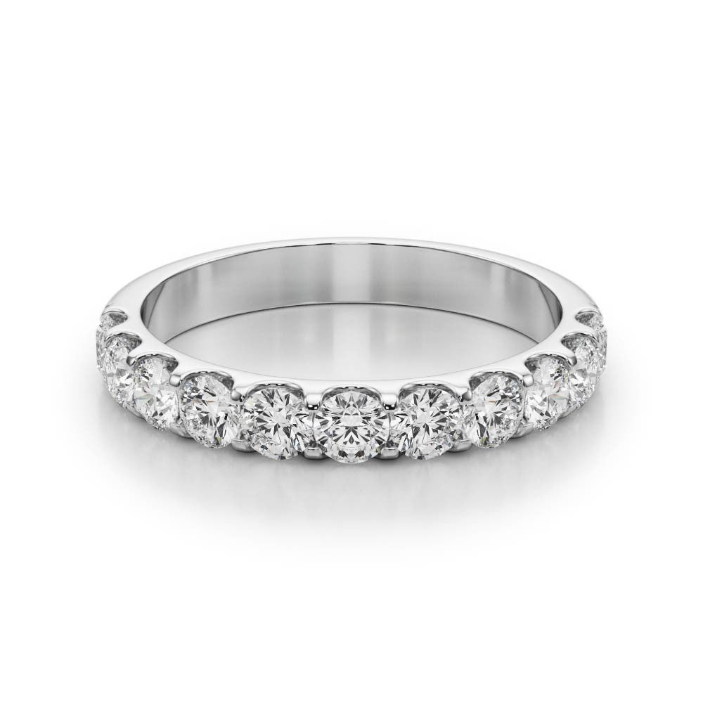 14K White Gold Round Diamond Pave Wedding Ring (.20ctw)