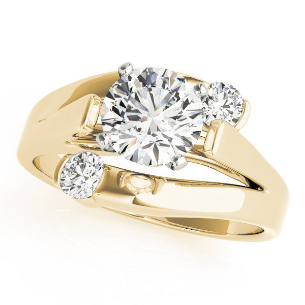 14K Yellow Gold Round Brilliant Diamond Bypass Engagement Ring With Diamond Accents (1.25ctw) 