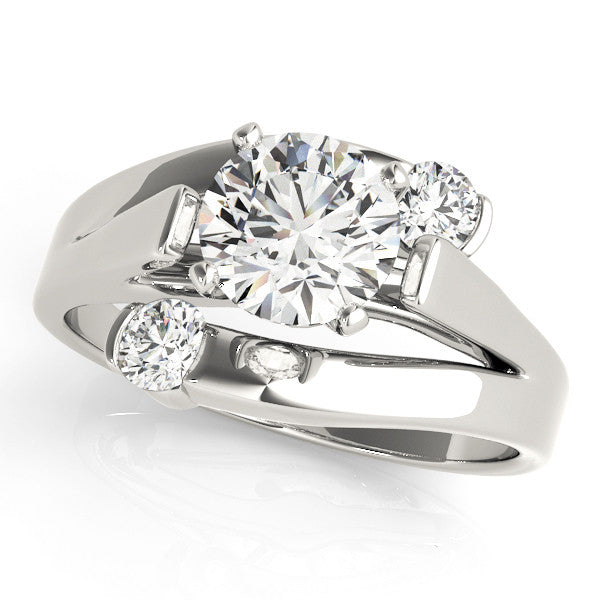 14K White Gold Round Brilliant Diamond Bypass Engagement Ring With Diamond Accents (1.25ctw)