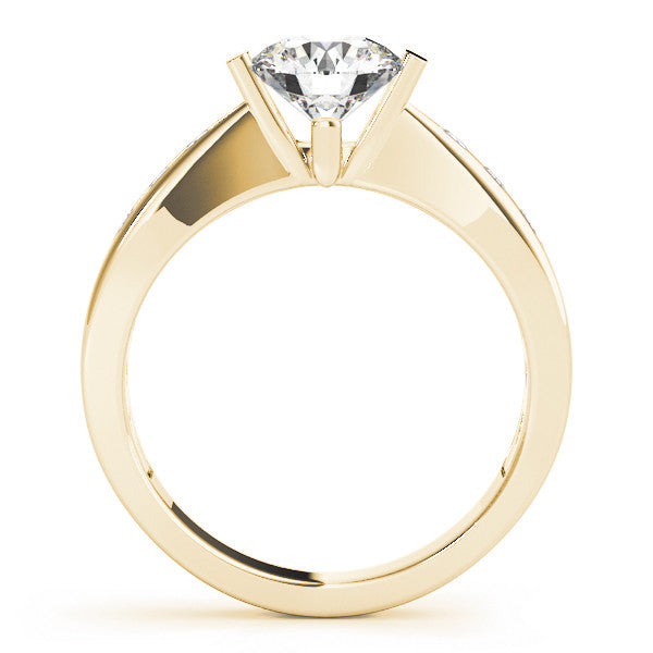 14K Yellow Gold Round Brilliant Diamond Tapered Engagement Ring With Channel Pave Accents (1.02ctw)