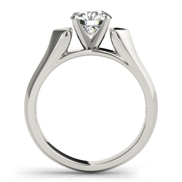 14K White Gold Round Brilliant Diamond High Shoulder Heart Solitaire Engagement Ring (1ct)