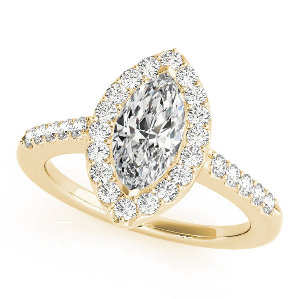 14K Yellow Gold Marquise Diamond Halo Engagement Ring With Pave Accents (1.33ctw)