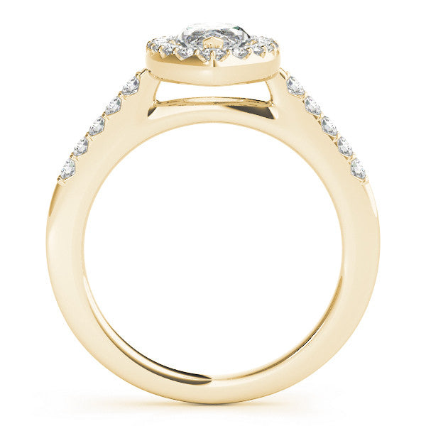 14K Yellow Gold Marquise Diamond Halo Engagement Ring With Pave Accents (1.33ctw)