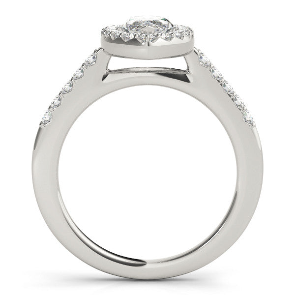 14K White Gold Marquise Diamond Halo Engagement Ring With Pave Accents (1.33ctw)