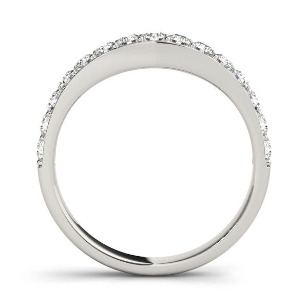 14K White Gold Round Brilliant Diamond Curved Wedding Ring (.25ctw)