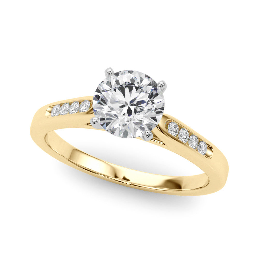 14K Yellow Gold Round Brilliant Diamond Engagement Ring With Channel Diamond Accents (1.07ctw)